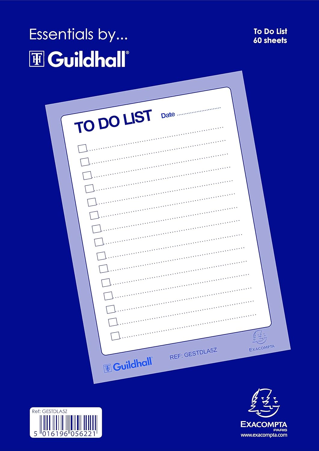 Exacompta, Ref GESTDLA5Z, Guildhall, Essentials To Do List Pad, A5, 60 Sheets, Pre-Ruled for Dates Tick Boxes & Lines