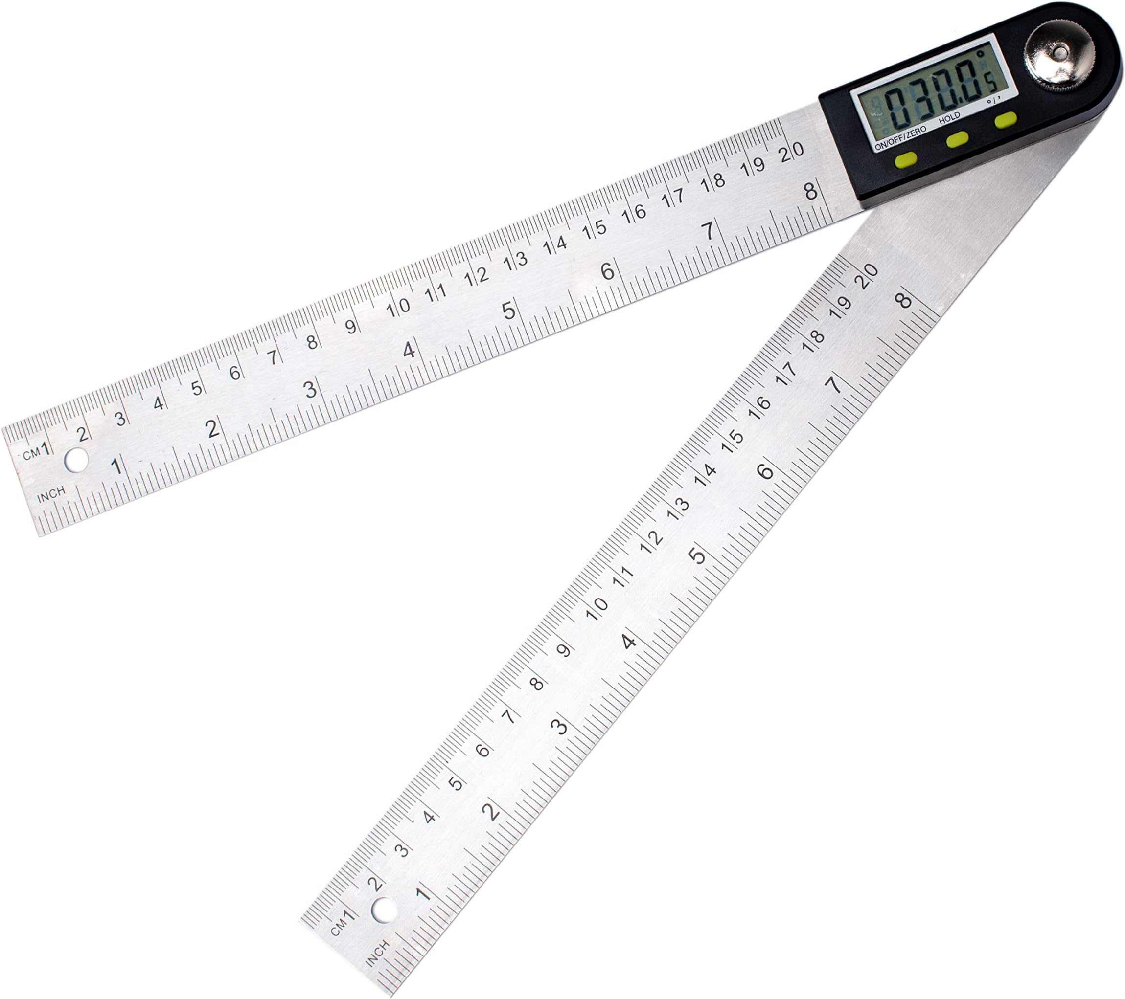 Beslands Digital Angle Finder 200mm 8-inch Ruler Goniometer Protractor ( Stainless Steel Ruler 360 Degree with Locking and Zeroing Function )