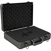 ITHWIU 17 Inch Aluminum Carrying Case 17 X 12 X 6 Inch Ideal for Microphone & Camera Gear Transportation, DJ Mixer Case with Customizable Pre-Diced Foam, Black