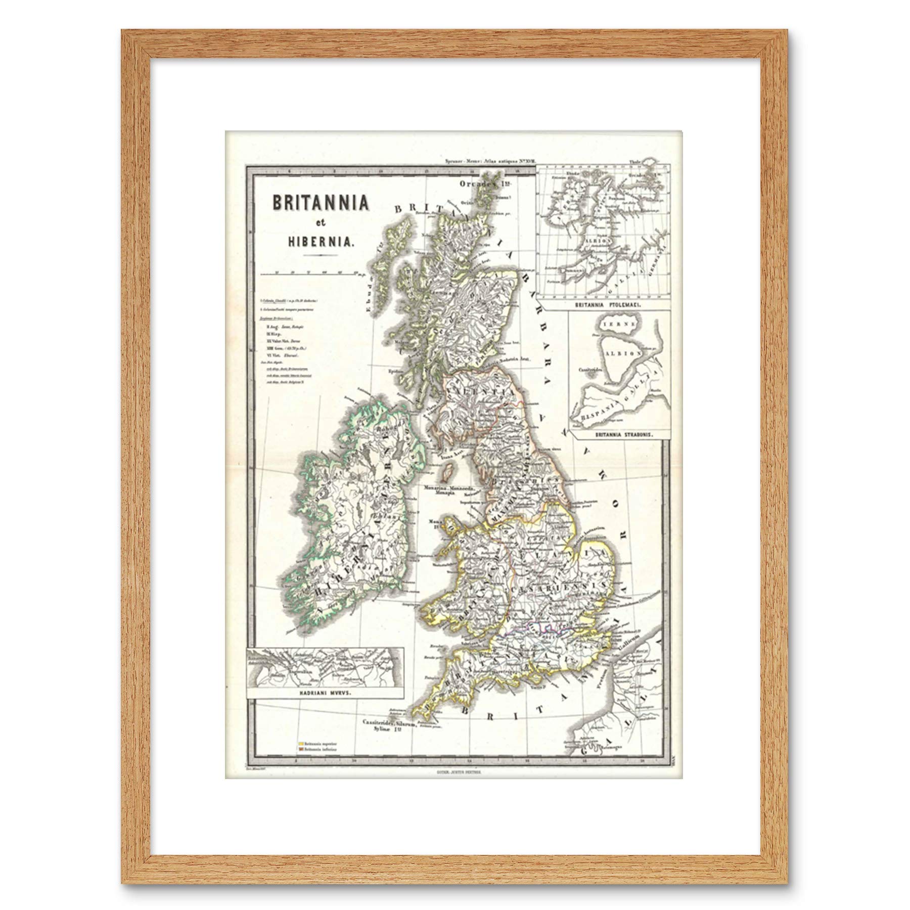 Wee Blue Coo 9x7 '' 1865 SPRUNER MAP ENGLAND SCOTLAND IRELAND FRAMED ART PRINT F97X024