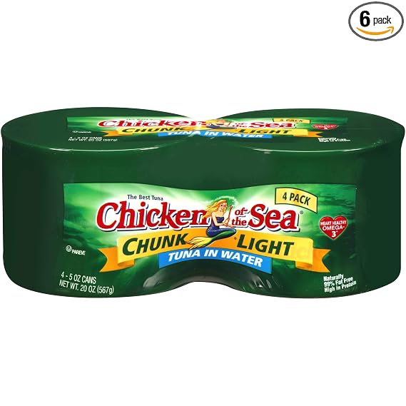 4 - 5oz cans chicken of the sea chunk Light tuna in Water - 4 pack (048000700650)