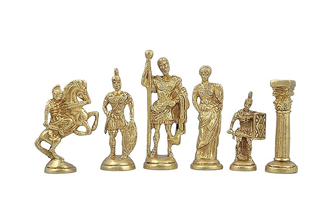 Saanwara Creations Roman Brass Chess in Golden and Brown Colored