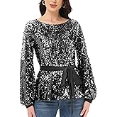 Anna-Kaci Long Sleeve Sequin Crew Neck Fashion Pullovers Sweatshirt Evening Party,