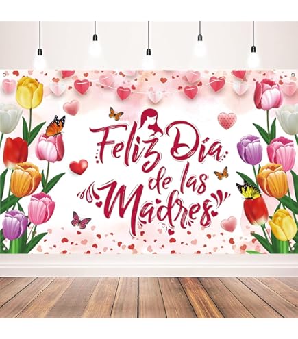 Feliz Dia De La Madre Banner – Spanische Muttertags-Deko, Silber Glitter