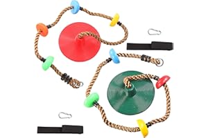 TURFEE 2 Pack Climbing Rope Tree Swing with Climbing Rope and Platforms Disc Swing Seat with Hanging Strap and Snap Hook for Kids Outdoor Playground Set Accessories Tree House, Backyard Fun, Daily Exercise