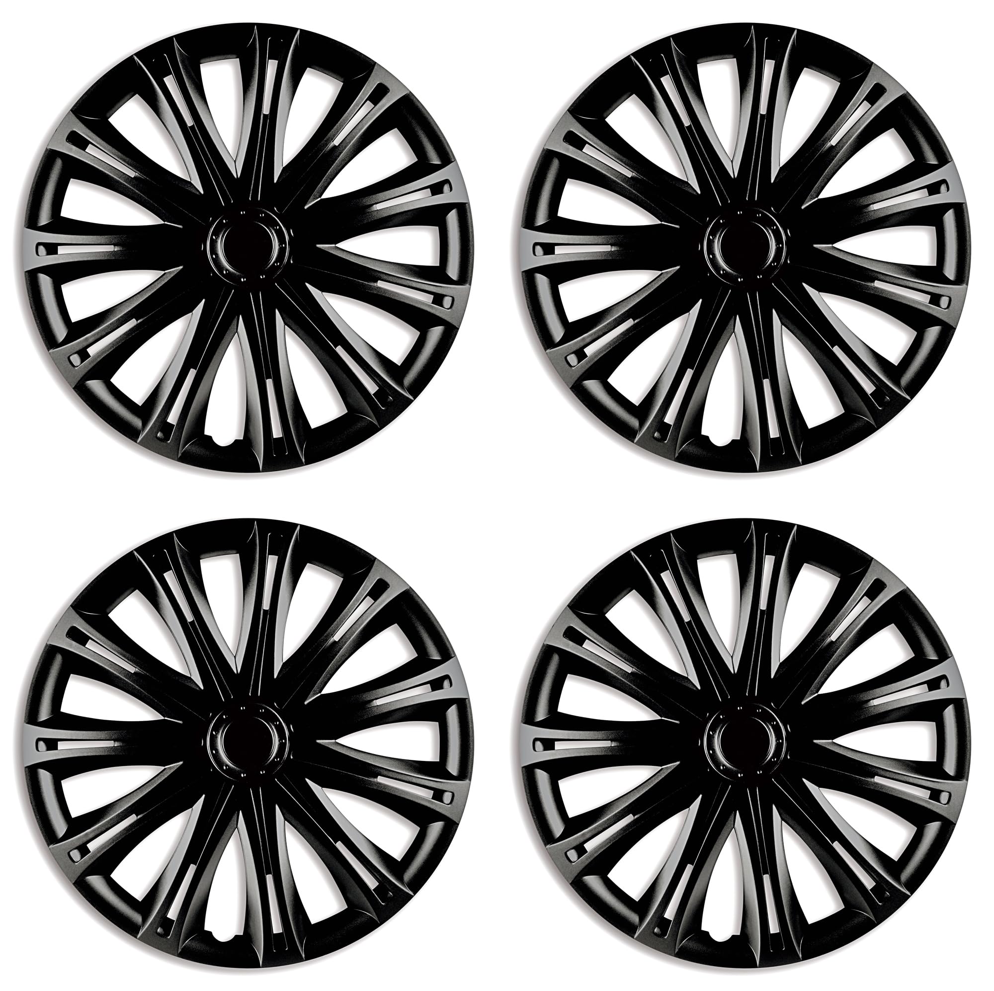 Versaco Car Wheel Trims SPARKBLK15 - Black 15 Inch 11-Spoke - Boxed Set of 4 Hubcaps - Includes Fittings/Instructions