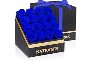 NATROSES Forever Preserved Roses in a Box, 100% Real Roses That Last Up to 3 Years, Flowers for Delivery Prime Birthday, Valentines Day Gifts for Her (Royal Blue)