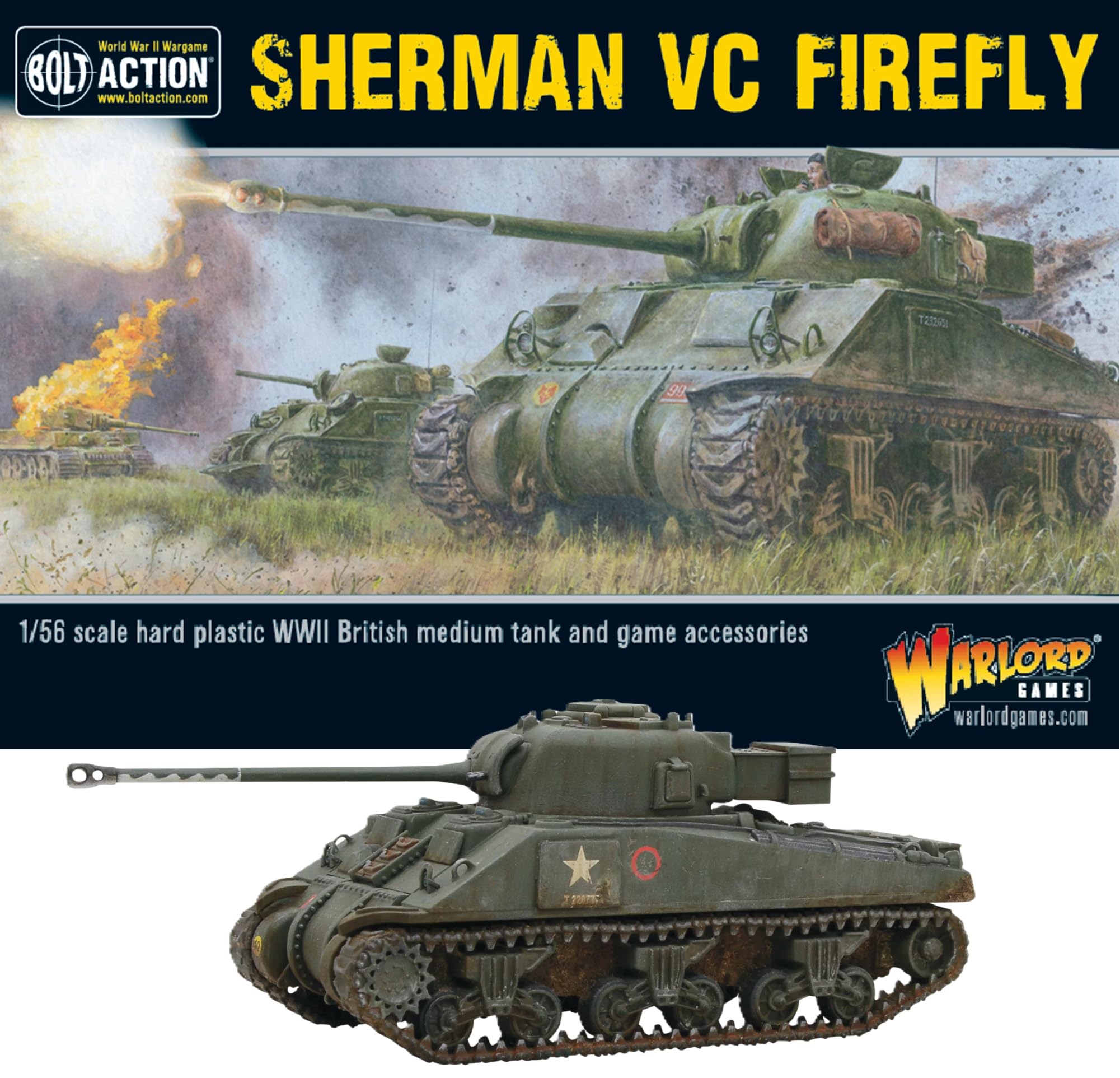 Warlord Games British Army Sherman Firefly Vc - 1:56 / 28mm Plastic Scale Model Tank for Bolt Action Highly Detailed World War 2 Miniatures