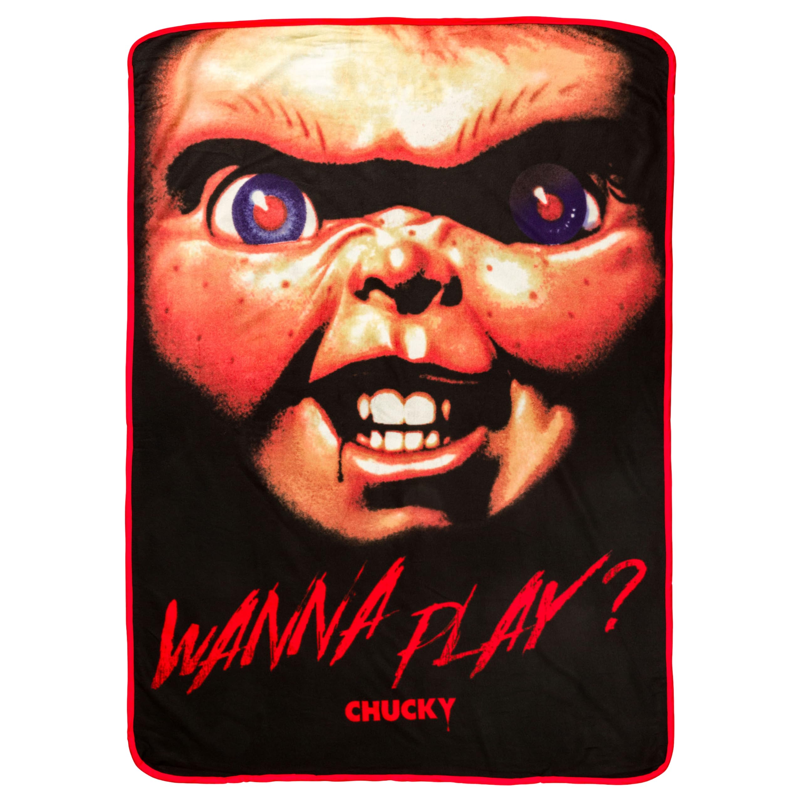 Silver Buffalo Chucky Wanna Play Big Face 45" x 60" Fleece Throw