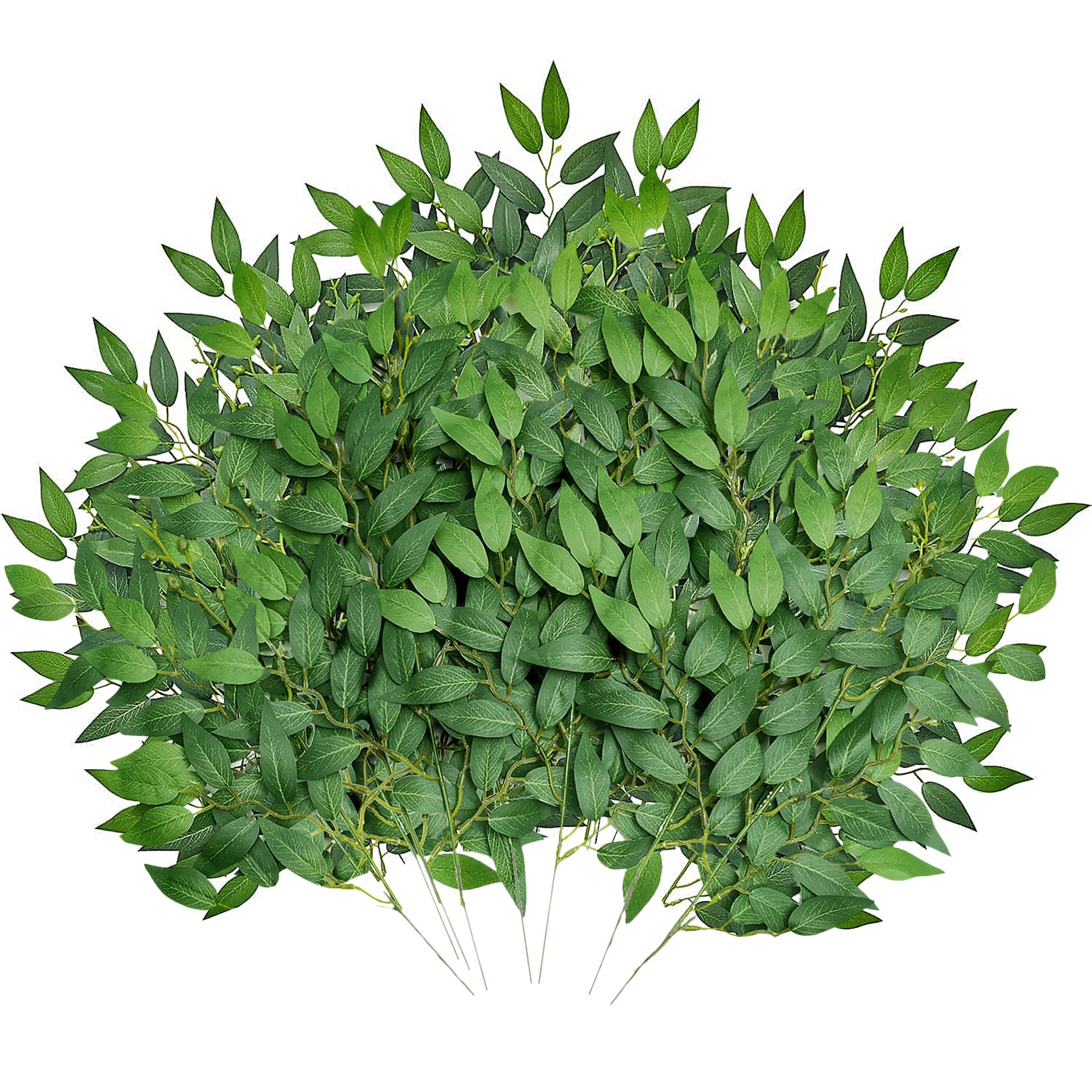 Photo 1 of 20Pcs Italian Ruscus Greenery, 23" Artificial Silk Stems Garland w/Green Leaf Vines Bendable Faux Hanging Plants Spray for DIY Wedding Arch Bouquet Table Centerpieces Vase Filler and Home Indoor Decor