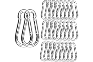 ASELECTED 30 Pack 2 Inch Spring Snap Hook M5 Carabiner Clip Galvanized Steel 2In Small Silver Quick Link Clip Keychain for Camping, Hiking, Outdoor and Gym, M5 Bulk Heavy Duty Carabiner Clips