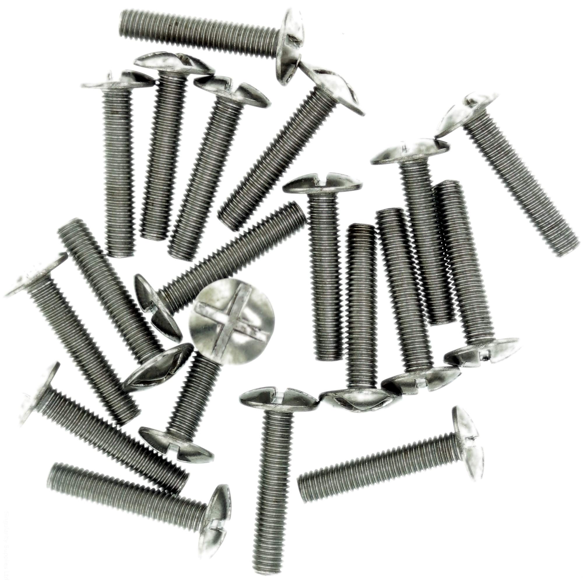 M5 (5mm x 60mm) Slot Mushroom Machine Screw (Bolt) (Crossed) - Stainless Steel (A2) (Pack of 20)