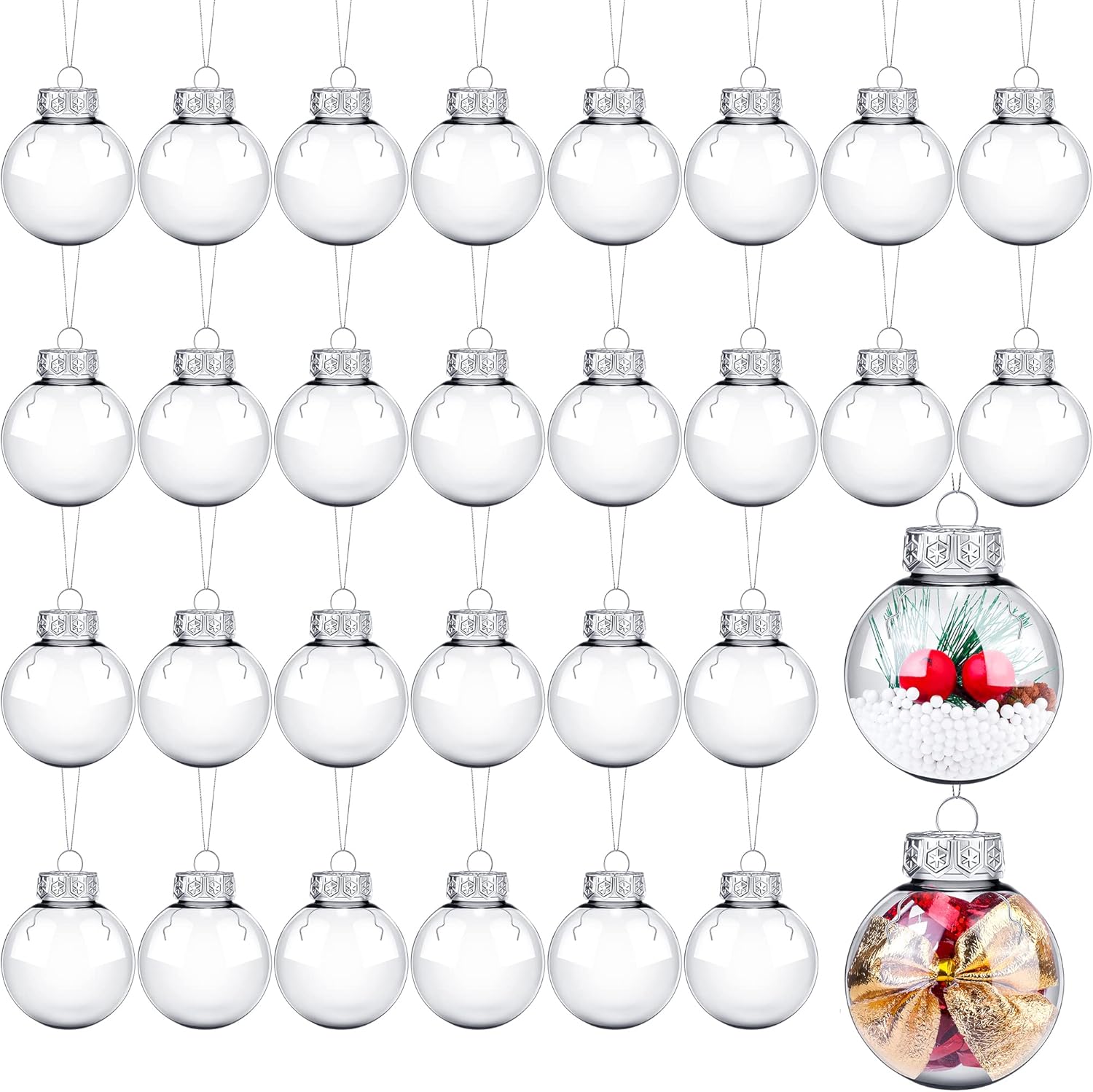 Ornaments - ANVAVO 30 Pack Clear Plastic Christmas Ornaments Balls 2.36 Inch Fillable Ornament Ball Christmas Bulbs Xmas Hanging Ornaments for DIY Craft Projects Christmas Wedding Party Home Decor