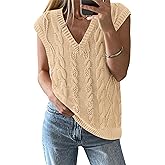 BTFBM Sweater Vest Women Oversized V Neck Cable Knit Casual Pullover Sweaters Fall Outfits 2025 Sleeveless Tops