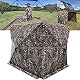 LUCKUNTER 360 Degree See Through Hunting Blind 2/3/4 Person Ground Camouflage Pop Up Hunting Blind for Turkey Deer Hunting