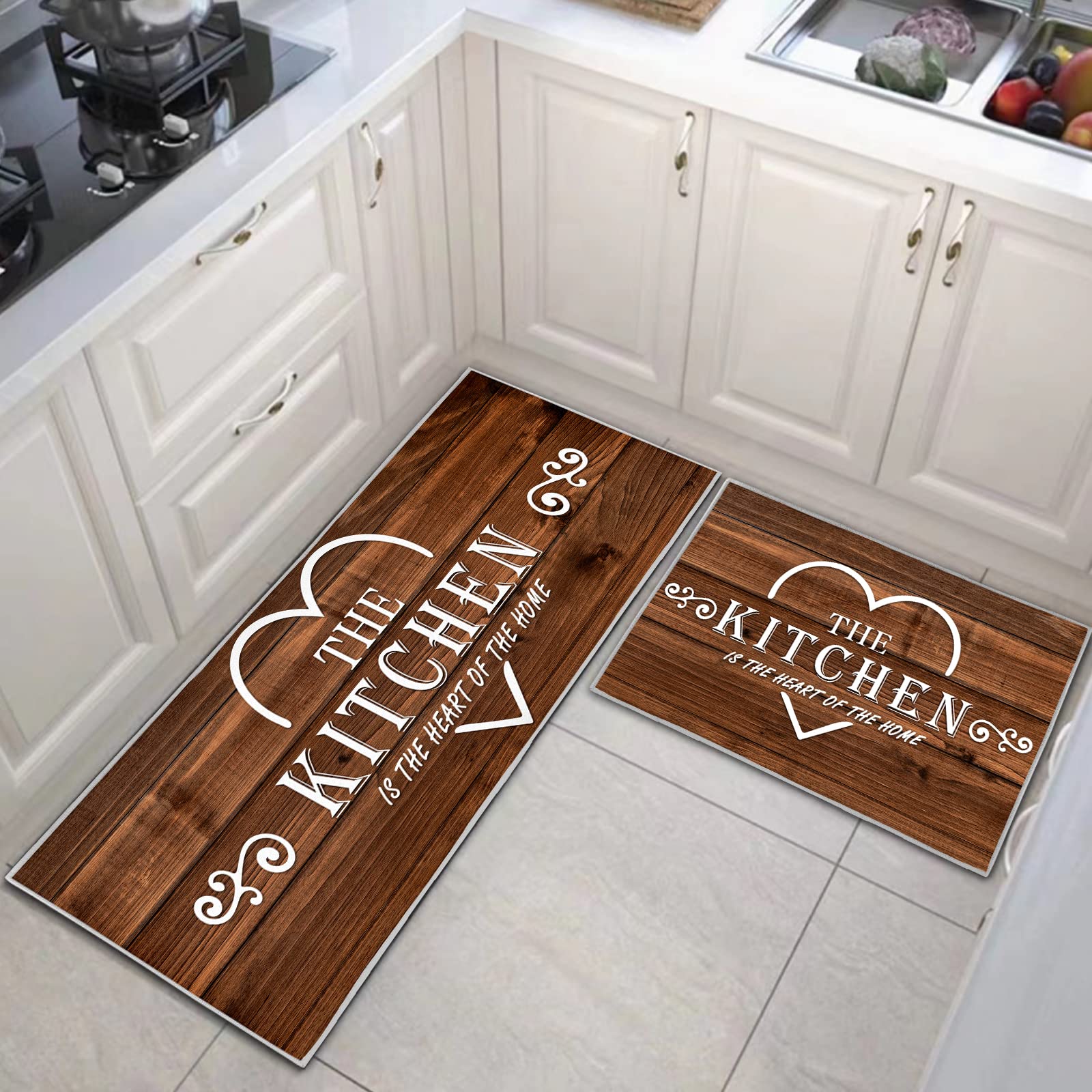 JEFFEL Kitchen Mat Sets Non-slip Durable Kitchen Floor Rug, 2 Pieces Washable Kitchen Mats runner rugs For Kitchen,Laundry,Bedroom (C, 43 x 150 cm (Runner))