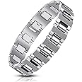 Urban Jewelry Mens Link Bracelet, Stylish Solid Tungsten Bracelet for Men (8.3 Inches, Matte Black, Shiny Black and Silver Option)