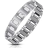 Urban Jewelry Mens Link Bracelet, Stylish Solid Tungsten Bracelet for Men (8.3 Inches, Matte Black, Shiny Black and Silver Option)