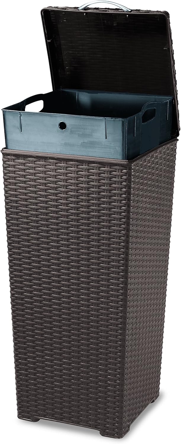 Keter 231478 Large Outdoor Trash Can with Lid Perfect for Backyard Hosting, Patio and Kitchen Use, Espresso Brown : Garden & Outdoor