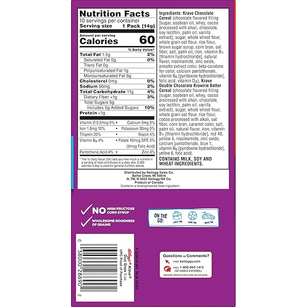 KRAVE DUO SNAX CEREAL SNACKS, KIDS SNACKS, LUNCH SNACKS, CHOCOLATE AND DOUBLE CHOCOLATE BROWNIE BATTER, 5OZ BOX (10 POUCHES)