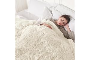 COZYTY Heated Blanket Electric Blanket Full Size, Faux Fur Heating Blanket with 6 Heating Levels and 10 Auto Shut Off, 72 x 84 Inches, Cream White
