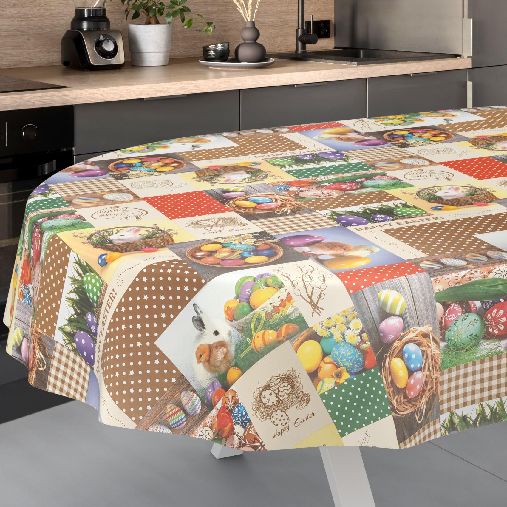 ANRO Ostara Oilcloth Tablecloth Washable Outdoor Indoor Oval 220 x 140 cm Cut Edge