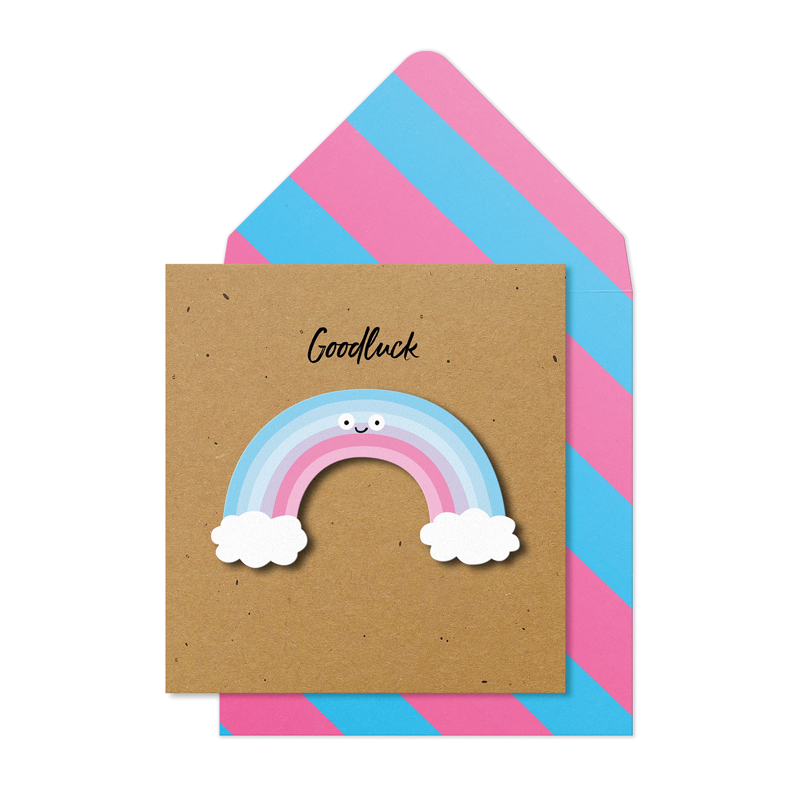 Tache Good Luck Rainbow Motivational 3D Greeting Card. Premium Handmade FSC® Certified Greeting Card With Envelope. For Him Her Colleagues Wife Husband Sister Brother Daughter Son Mum Dad