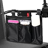 Wheelchair Side Bag Walker Pouch Bag with Cup Holder Wheelchair Armrest Pouch Accessories Side Oversized Zipper Pull Storage Bags for Adults Seniors Electric Wheelchairs Walker Rollator Scooter