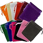 Palmhomee Pack of 48 3x4 Inch Velvet Drawstring Bags Gift Bag Velvet Pouch For Jewelry Wedding and Party Favor (Mixed Colors)