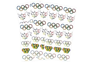 KOTBS Symbol Rings Temporary Tattoos, 6-Sheet Flame Sports Themed Tattoo Stickers for Face, Arm, Body, and Hand Makeup
