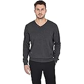 Cashmeren Men's Essential Knit V-Neck Sweater 100% Merino Wool Long Sleeve Classic Pullover