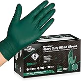 TitanFlex Heavy Duty Industrial Nitrile Gloves with Raised Diamond Texture, 6-mil, Latex Free (Dark Green/Yellow)