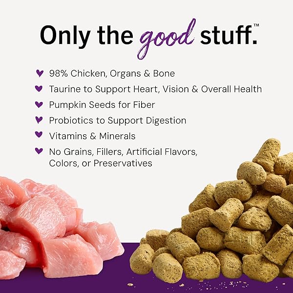 STELLA & CHEWY’S FREEZE-DRIED RAW CAT DINNER MORSELS – PREMIUM CHICKEN RECIPE WITH 98% CAGE-FREE MEAT & ORGANS – NATURAL GRAIN-FREE CAT & KITTEN FOOD – MADE IN USA – 3.5 OZ