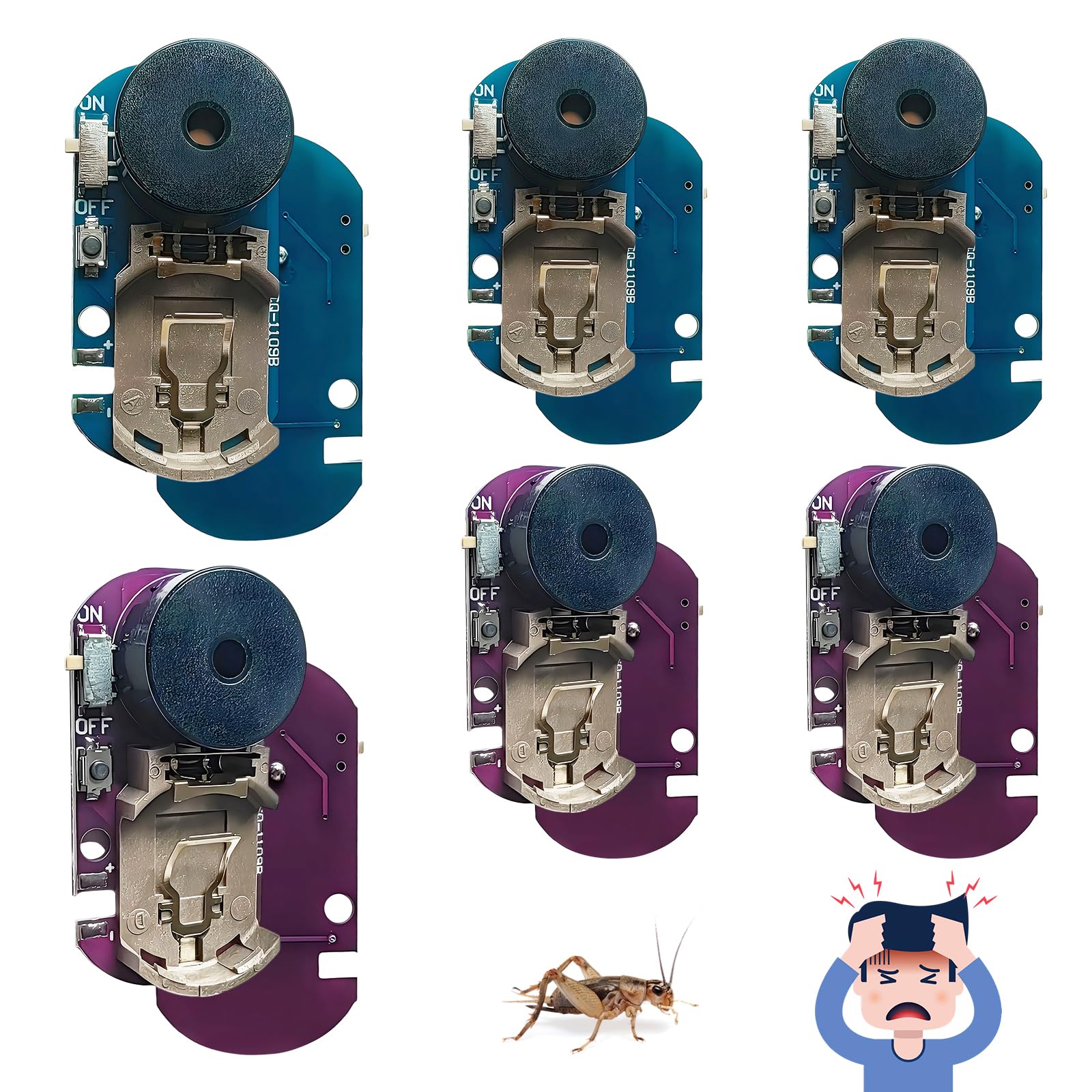 6pcs cricket noise maker Prank Device, Hidden annoying PCB pranks for adults Kids, 20 Different Sounds With Battery, Fun Joke for April Fool's Day Classroom Office School Party