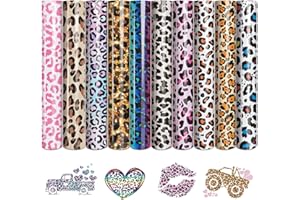 Tintnut Leopard HTV Heat Transfer Vinyl - 10 Sheets 12 X 10 Inches Cheetah Heat Transfer Vinyl Safari HTV Animal Printed Iron