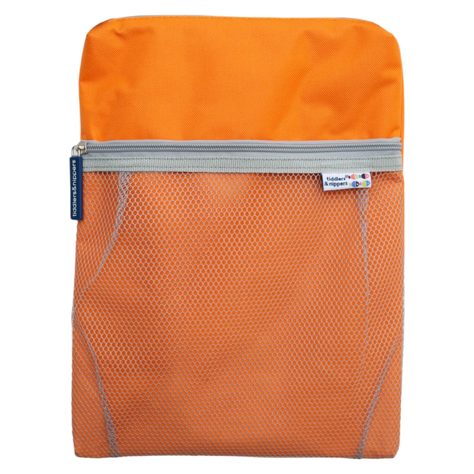 tiddlers & nippers Kids Swimming Bag | Wet & Dry Bag | External Pocket for Dry Items | Swim Bag with Leak Proof, Waterproof, Zipped Section | Ideal Toilet/Nappy Training Bag (Plain Orange)