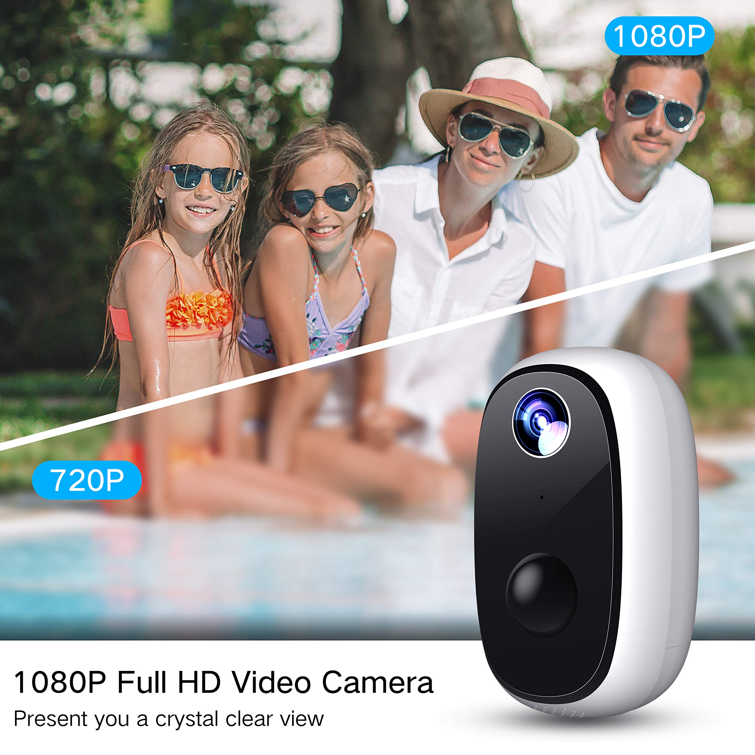 Wireless Outdoor Security Camera, MECO 1080P Rechargeable Battery WiFi