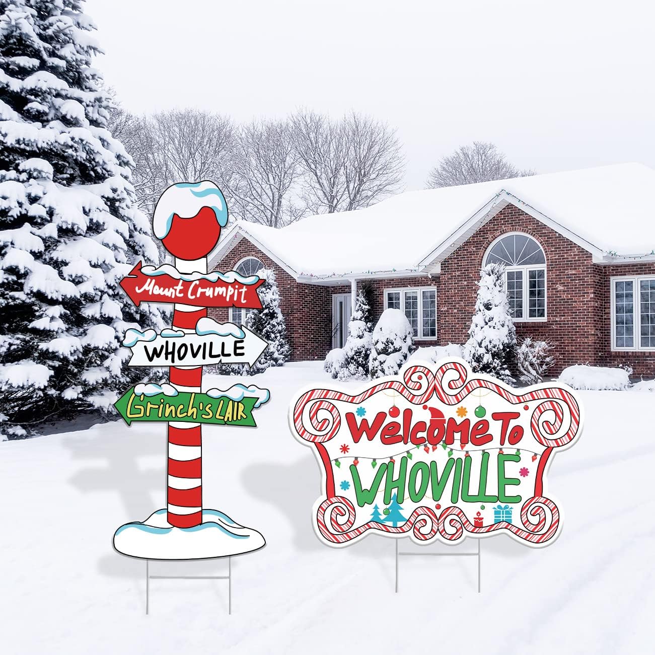 Yard Signs - Ginch Christmas Decorations,Whoville Welcome To Whovilve Yard Signs Stakes,Christmas Lawn Garden Pathway Decorations for Home Decor Outdoor Christmas Party Supplies