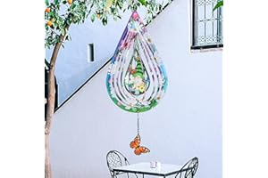 BUARO8AGA Gnomes and Butterfly Hanging Wind Spinners, Outdoor 3D Metal Sculptures for Garden and Yard Decoration Large Wind Spinner with a 360° Rotating Hook, Gifts for Women Mom Grandma Wife