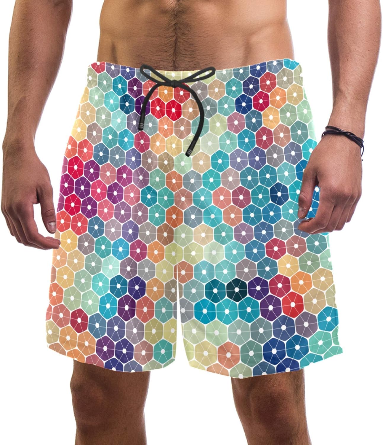 nakw88 Bunte Badehose mit Rautenmuster, Badehose für ...
