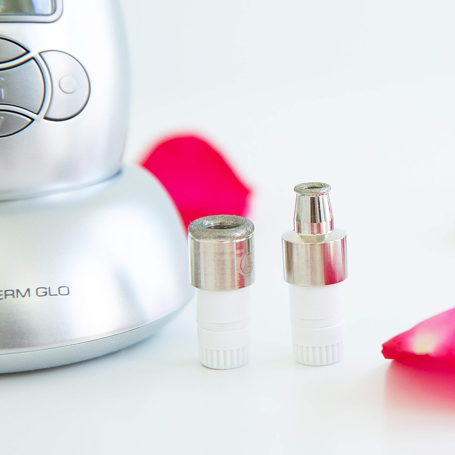 Microderm GLO Advanced Skincare Bundle Includes Diamond Microdermabrasion System, 10mm Filters 100 pack, Peptide Complex Serum, Sonic Facial Cleansing Brush. Perfect Anti Aging Treatment Kit (Silver): Beauty