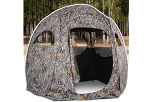ShedOFF Hunting Blind 1-3 Person See Through Quick Set Pop up Ground Blinds for Deer Turkey Duck Hunting, Bow Hunting Adjust Windows with Silent Zipper