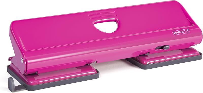 Rapesco 1385 720 4-Hole Metal Punch 22 Sheet Capacity Hot Pink