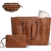 Lifeamar Laptop Tote Bag for Women Leather Work Bags, Large Teacher Bag Capacity With Large Cup Holder for Women, Nurse