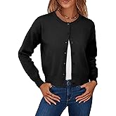 Warmrole Cropped Cardigan Sweaters Long Sleeve Button Down Knit Sweater for Women