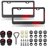 DGDRHZ License Plate for Dodge Premium Carbon Fiber Steel License Plate Holder Compatible All Vehicle License Plate Tag Cover Fit Accessories Included