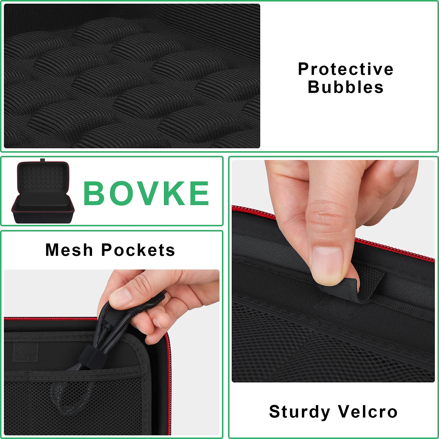BOVKE Hard GPS Case for 8 Inch Garmin dezl OTR800 / dēzl OTR810 / DriveSmart 86 / Garmin RV 890 GPS Navigator System, Extra Space fit Charger, Friction Mount, USB Cables Accessories, Black+Black