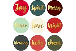 Mobiusea Creation Christmas Stickers | Christmas Envelope Seals | 1.4 inch | Gold Foil | Inspirational Positive Word | Waterproof | 90-Pack for Christmas Gifts, Holiday Stickers for Envelopes, Holiday