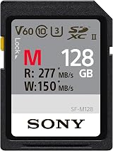 Sony 128GB SF-M Series UHS-II SD Card V60 U3 - 277MB/s Read SF-M128