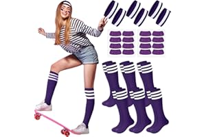 Shyyween 18 Pcs Team Spirit Accessories Soccer Socks Sweat Headbands and Glitter Eye Black Stickers for School Sport Supplies